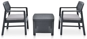 vidaXL Σαλόνι Κήπου 3 Τεμαχίων Ανθρακί Πλαστικό