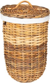 vidaXL Καλάθι Ρούχων με Καπάκι 2 pcs Φυσικό Καφέ Ρατάν Κούμπου