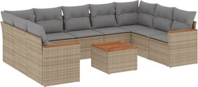 vidaXL Patio Sofa Set 9-θέσια Μικτό μπεζ