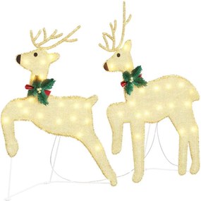 vidaXL LED Ελάφια 6 pcs Χρυσό ύφασμα