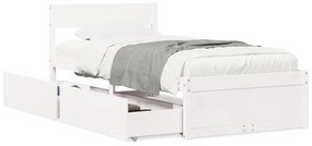 Πλαίσιο Κρεβατιού με Συρτάρια Λευκό 90x190εκ. Ξύλο Πεύκου - Λευκό