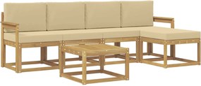 vidaXL Σειρά Καναπέ Εξωτερικού με μαξιλάρι 6 pcs Λευκό και Μπεζ