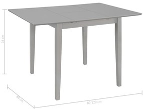 vidaXL Τραπεζαρία Επεκτεινόμενη Γκρι (80-120) x 80 x 74 εκ. από MDF
