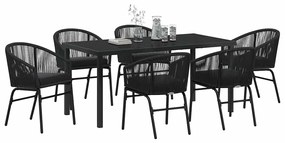 vidaXL Σέτ φαγητού για κήπο 7 pcs Μαύρο Χάλυβας με επίστρωση πούδρας