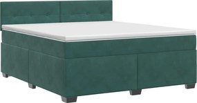vidaXL Κρεβάτι box spring με στρώμα Σκούρο Πράσινο 140 x 190 cm
