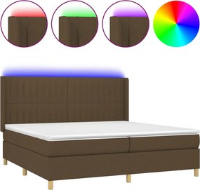 vidaXL Κρεβάτι Boxspring με Στρώμα &amp; LED Σκ.Καφέ 200x200εκ. Υφασμάτινο