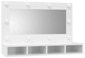 Έπιπλο Καθρέπτη με LED Γυαλιστερό Λευκό 90 x 31,5 x 62 εκ. - Λευκό