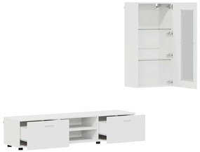 vidaXL Σετ επίπλου τηλεόρασης με ράφι FLORIN Λευκό Επεξεργασμένο ξύλο
