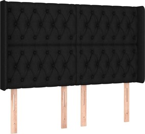 vidaXL Κρεβάτι Boxspring με Στρώμα &amp; LED Μαύρο 140x190 εκ. Υφασμάτινο