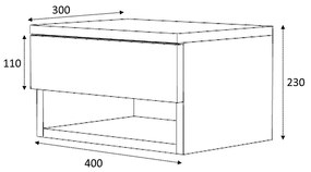 Κομοδίνο επιτοίχιο Mary Megapap χρώμα λευκό 40x30x23εκ.