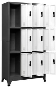 vidaXL Φοριαμός Ανθρακί και Λευκός 90 x 45 x 180 εκ. Ατσάλινος