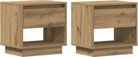 vidaXL Κομοδίνο 2 τεμ. Artisan Oak 45 x 34 x 44 εκ Επεξεργασμένο Ξύλο