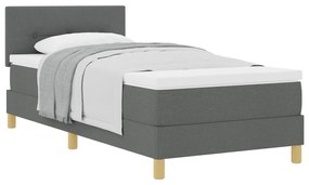 vidaXL Κρεβάτι με Σπίν και Ματράζ Σκούρο Γκρι 90x190 cm Ύφασμα