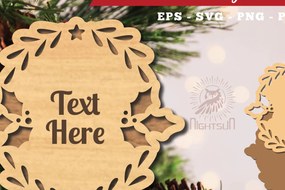 Σετ των 2 Intra απο ξύλο plywood 3mm-4mm πάχος Πρότυπο κοπής με λέιζερ Χριστουγεννιάτικων πινακίδων 9 Δίασταση 15x15 cm INTRAFABR-113202962