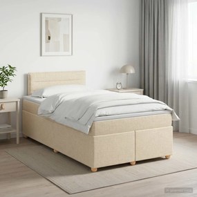 vidaXL Κρεβάτι box spring με στρώμα Κρεμ 120 x 190 cm Ύφασμα