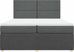 vidaXL Κρεβάτι Boxspring με Στρώμα Σκούρο Γκρι 200x200 εκ. Υφασμάτινο