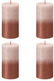 Bolsius Κεριά Κύλινδρος Ρουστίκ Sunset 4τεμ Θολό Ροζ/Κεχριμπ 130x68χιλ