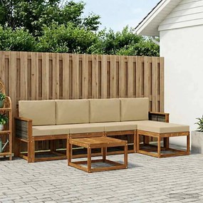 vidaXL Σειρά Καναπέ Εξωτερικού 6 pcs Φυσικό και Μπεζ Πολυεστέρας