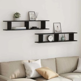 vidaXL Ράφια Τοίχου 2 τεμ. Μαύρη Δρυς 105x18x20 εκ. από Τεχνητό Ξύλο