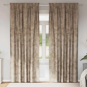vidaXL Κουρτίνα με κουρτίνες 2 pcs Μπρονζέ 225 x 140 εκ. Βελούδο