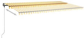 Τέντα Συρόμενη Χειροκίνητη με LED Κίτρινο / Λευκό 600 x 300 εκ. - Κίτρινο