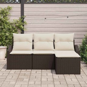 vidaXL Σετ Καναπέ με μαξιλάρι 4 pcs Καφέ συνθετικό ρατάν