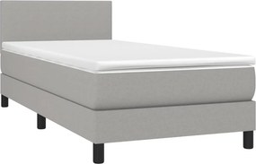 vidaXL Κρεβάτι Boxspring με Στρώμα &amp; LED Αν.Γκρι 80x200 εκ. Υφασμάτινο