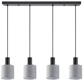 Φωτιστικό Οροφής  SE21-BL-4-4BL-SH2 ADEPT TUBE Black Pendant Grey Fabric Shade+ - 77-8518 - 51W - 100W - 77-8518