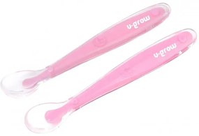 U-Grow UG-032PK Βρεφικό Σετ με Κουτάλια από Σιλικόνη Ροζ