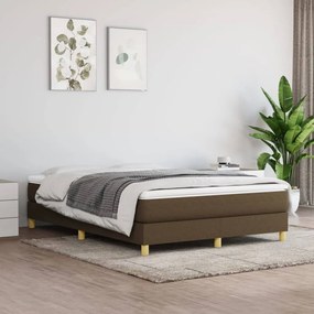 vidaXL Κρεβάτι Boxspring με Στρώμα Σκούρο Καφέ 140x200 εκ Υφασμάτινο