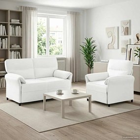 vidaXL Σετ Καναπέ 2 τμχ. Λευκό Ύφασμα