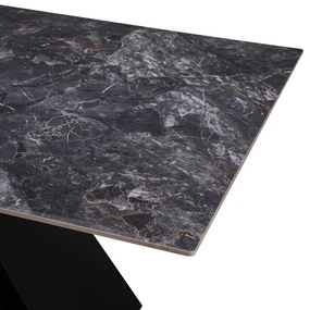 Τραπέζι Meja pakoword Sintered stone μαύρο με μεταλλικά πόδια σε μαύρη απόχρωση 180x90x76εκ 180x90x76 εκ.