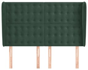 vidaXL Κεφαλάρι με Πτερύγια Σκούρο Πράσινο 147x23x118/128εκ. Βελούδινο