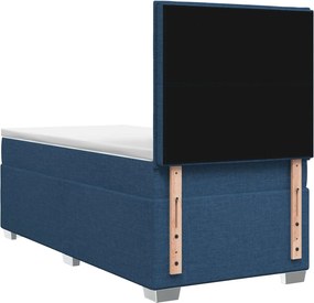 vidaXL Κρεβάτι box spring με στρώμα Μπλε 90 x 190 cm Ύφασμα