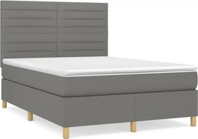 vidaXL Κρεβάτι Boxspring με Στρώμα Σκούρο Γκρι 140x190 εκ. Υφασμάτινο