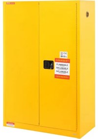 VEVOR Flammable Safety Cabinet, 45 Gal, Cold-Rolled Steel Flammable Liquid Storage Cabinet, 42.9 x 18.1 x 65.2 in Explosion Proof with 2 Adjustable Shelves 2 Manual Doors for Industrial Use, Yellow