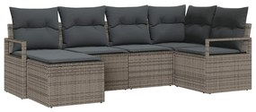 vidaXL Σετ Καναπέ 6 pcs Γκρι συνθετικό ρατάν