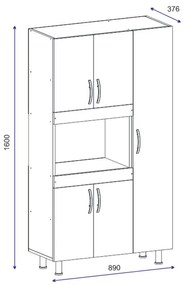 Ντουλάπα κουζίνας Defne χρώμα λευκό-καρυδί  89x37.5x160εκ 89x37.5x160 εκ.