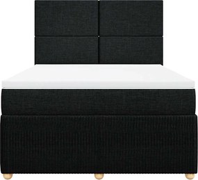 vidaXL Κρεβάτι Boxspring με Στρώμα Μαύρο 140x190 εκ. Υφασμάτινο