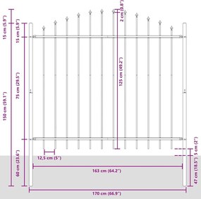 vidaXL Φράχτης Κήπου 5 pcs Γκρι 170 x 165 cm