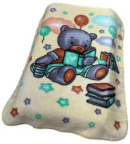 Κουβέρτα Βρεφική Βελουτέ Studying Bear 39 Light Beige DimCol Cradle 110x140cm Πολυέστερ