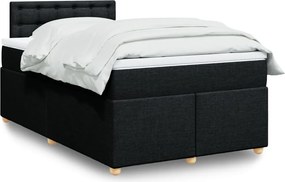 vidaXL Κρεβάτι Boxspring με Στρώμα Μαύρο 120x190 εκ. Υφασμάτινο