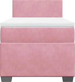 vidaXL Κρεβάτι Boxspring με Στρώμα Ροζ 90x200 εκ. Βελούδινο