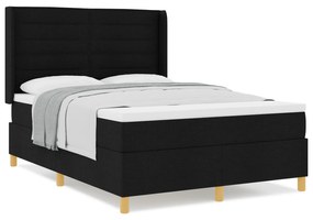 vidaXL Κρεβάτι Box Spring με Στρώμα Μαύρο 140x200 εκ. Υφάσματος