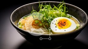 Intra Συλλεκτικό Ξύλινο Παζλ Plywood  4mm - Νόστιμο μπολ Ramen με αυγό και πράσινα κρεμμυδάκια Σε Ξύλινο Κουτί - Διαστάσεις: 10x10 cm – 25 κομμάτια