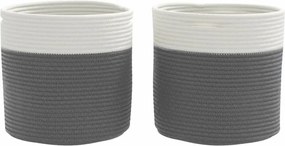 vidaXL Καλάθια Αποθήκευσης 2 τεμ. Γκρι/Λευκό Ø28 x 28 εκ. Βαμβακερά