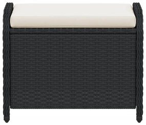 vidaXL Υποπόδιο Κήπου Μαύρο 58x46x46 εκ. Συνθετικό Ρατάν με Μαξιλάρι