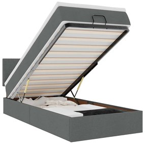 vidaXL Οθωμανικό κρεβάτι με στρώμα σκούρο γκρι 100x200cm ύφασμα