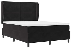 vidaXL Κρεβάτι με ελατήρια με στρώμα Μαύρο 140 x 200 cm Βελούδο
