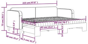 Καναπές Κρεβάτι Συρόμενος Μαύρο 80x200 εκ. Υφασμάτινος Στρώματα - Μαύρο